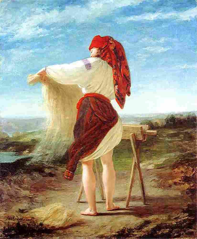 roda Miedlaca Peasant Linen with Tarlicy Art A4 Photo Print