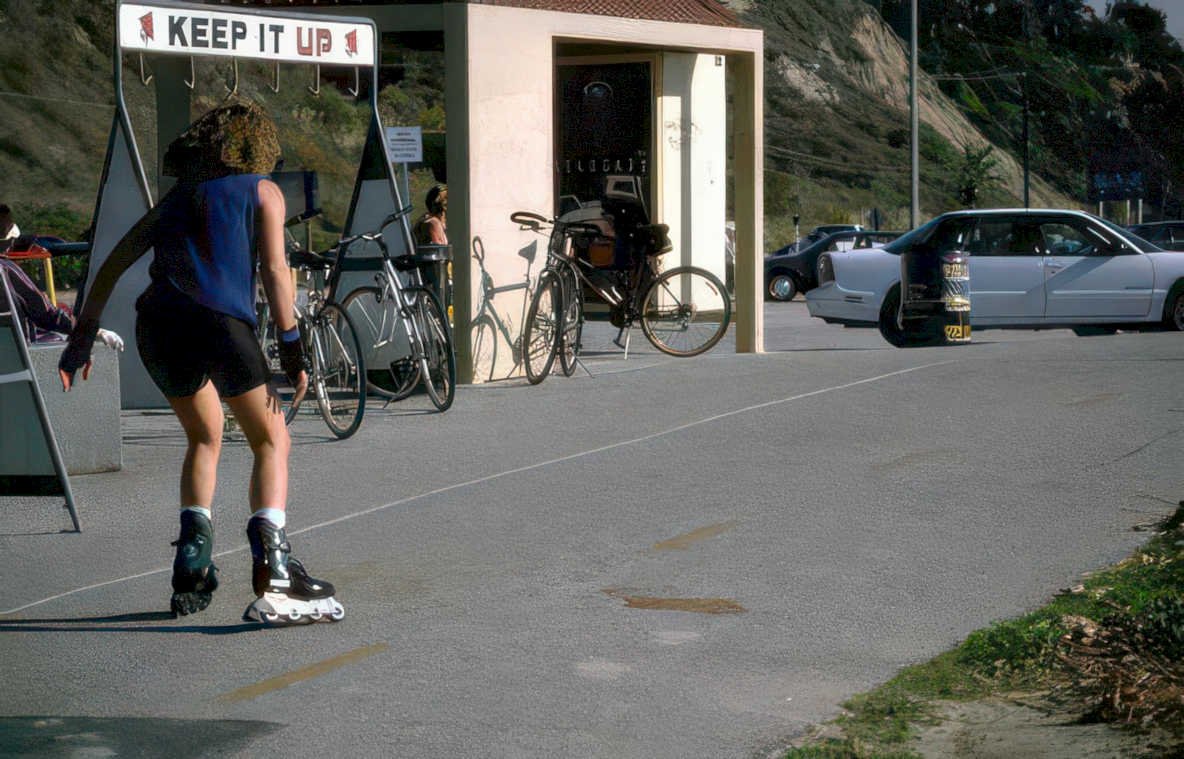 rollerblader coast road Vintage A4 Photo Print