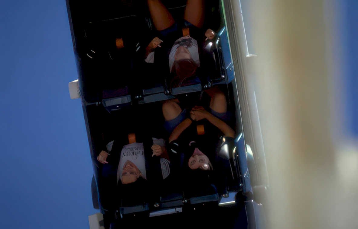 rollercoaster family sixflags Vintage A4 Photo Print
