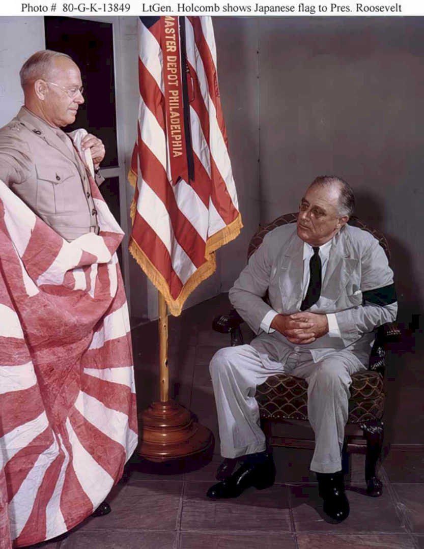 roosevelt holcomb flag Vintage world war A4 Photo Print