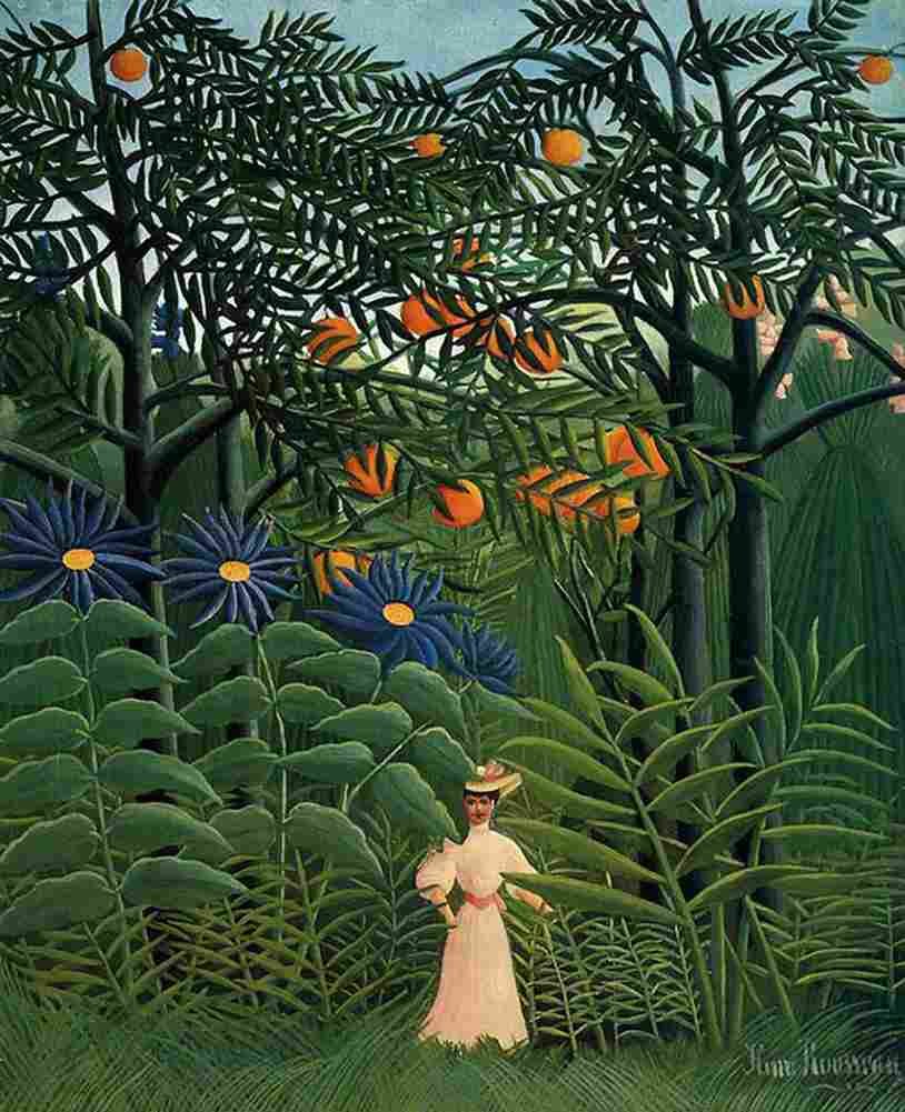rou Woman Walking in an Exotic Forest Art A4 Photo Print