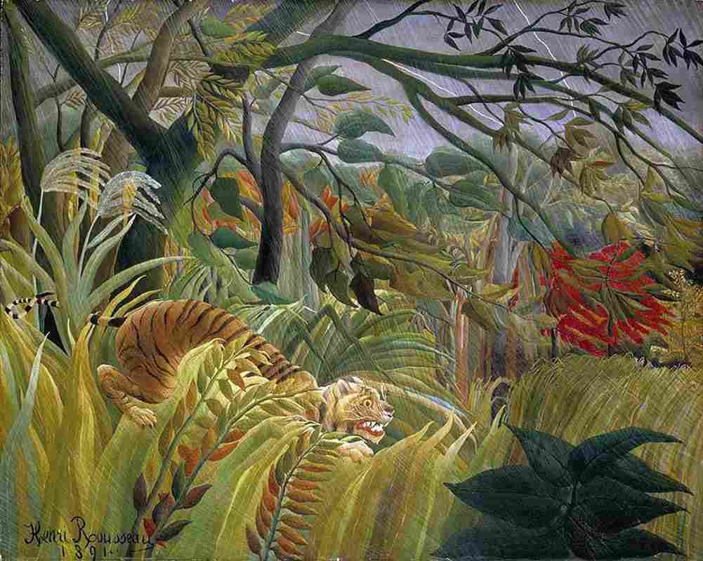 rou tiger in a tropical storm surprised Art A4 Photo Print