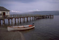 rowboat pier lake 1980s 1990s A4 Photo Print