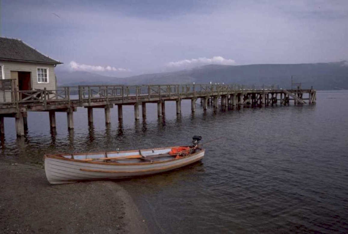 rowboat pier lake 1980s 1990s A4 Photo Print
