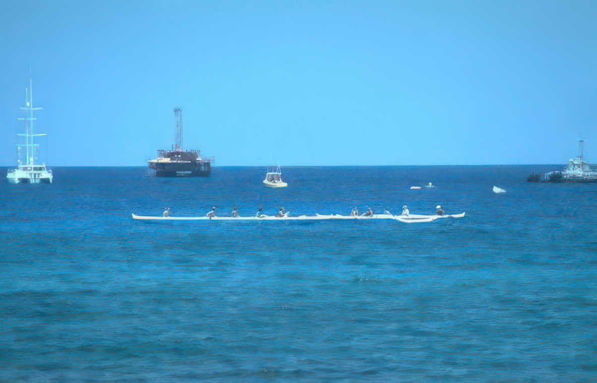 rowing regatta oahu Vintage A4 Photo Print