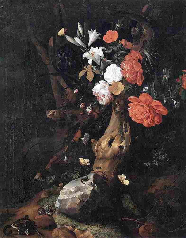 ru flowers on a tree trunk Art A4 Photo Print