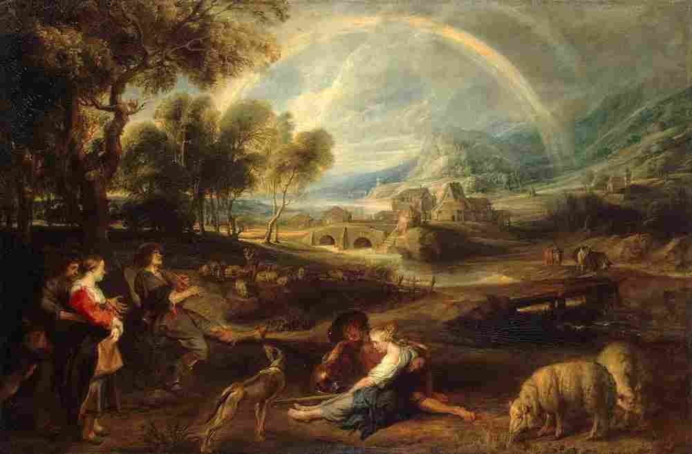 rubens Landscape with a Rainbow Art A4 Photo Print