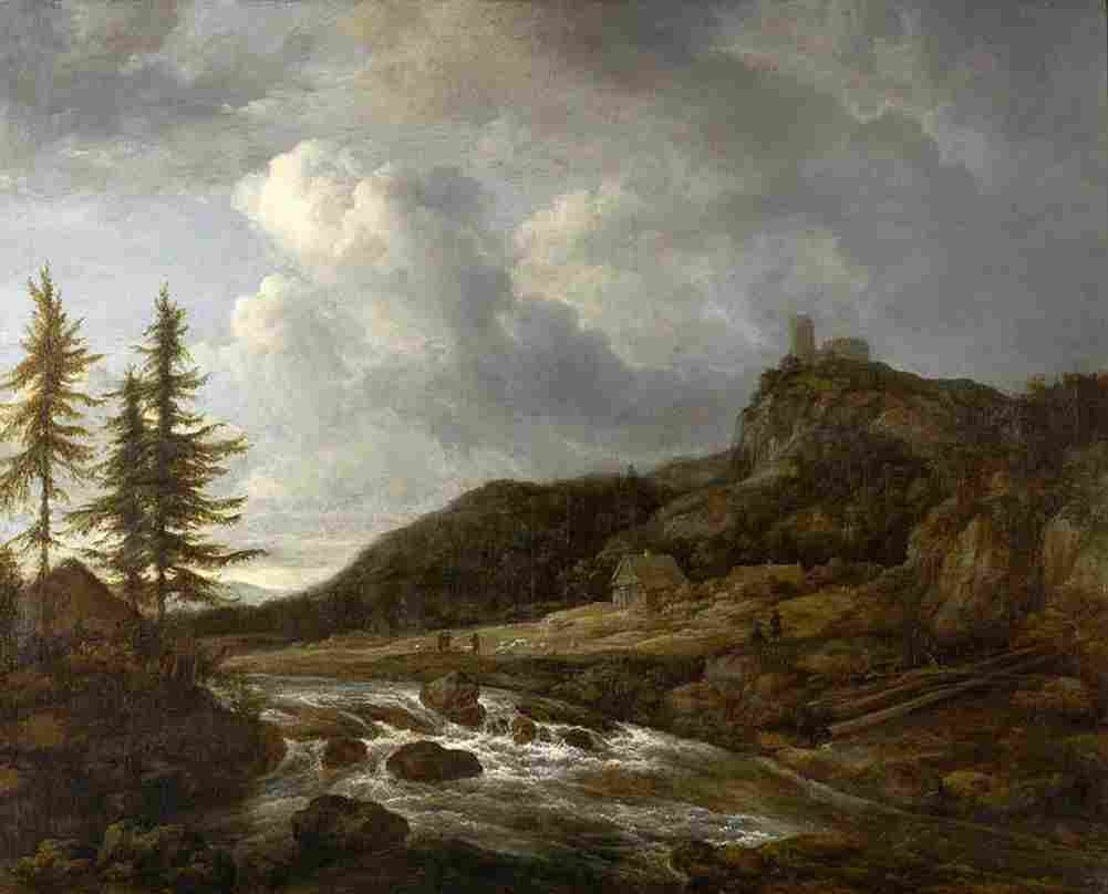rui Mountainous Landscape with Torrent Art A4 Photo Print
