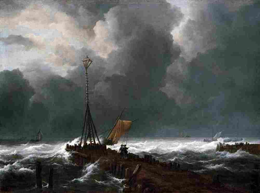 rui Rough Sea at a Jetty Art A4 Photo Print