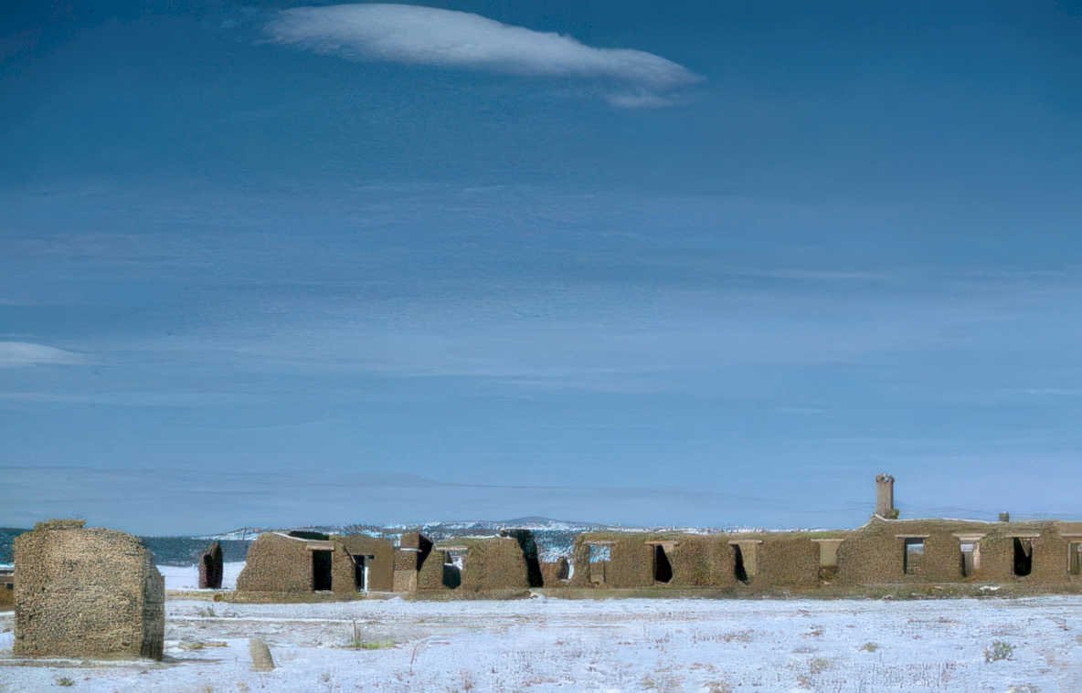 ruined adobe buildings Vintage A4 Photo Print