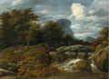 ruisdael a wooded landscape with a waterfall Art A4 Photo Print