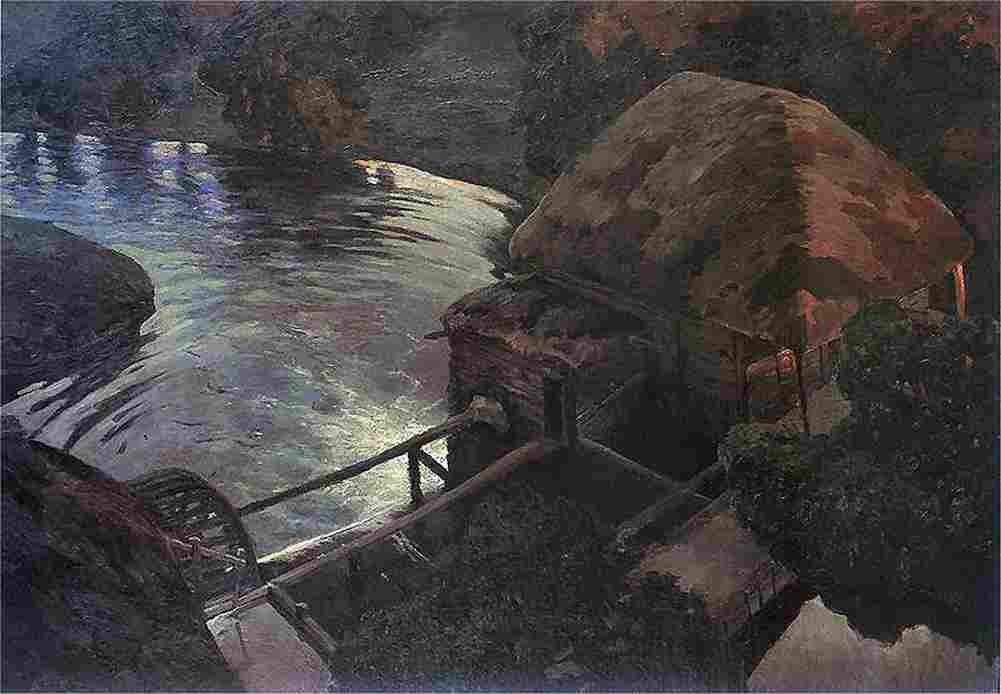 rusz The Mill at Night Art A4 Photo Print