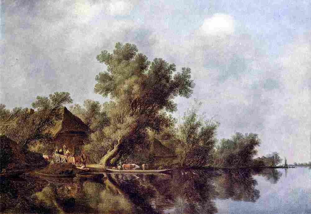 ruy River Landscape with Ferry Art A4 Photo Print