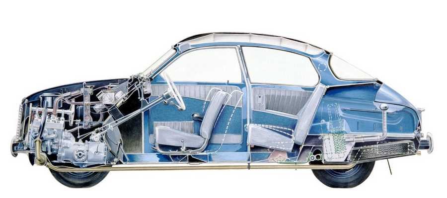 saab 96 cutaway A4 Photo Print