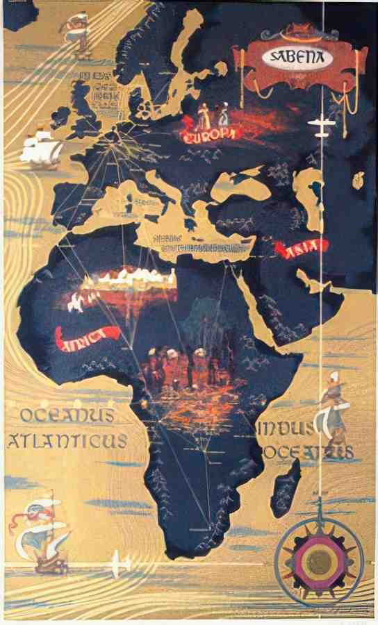 sabenaafrica Vintage Advert A4 Photo Print
