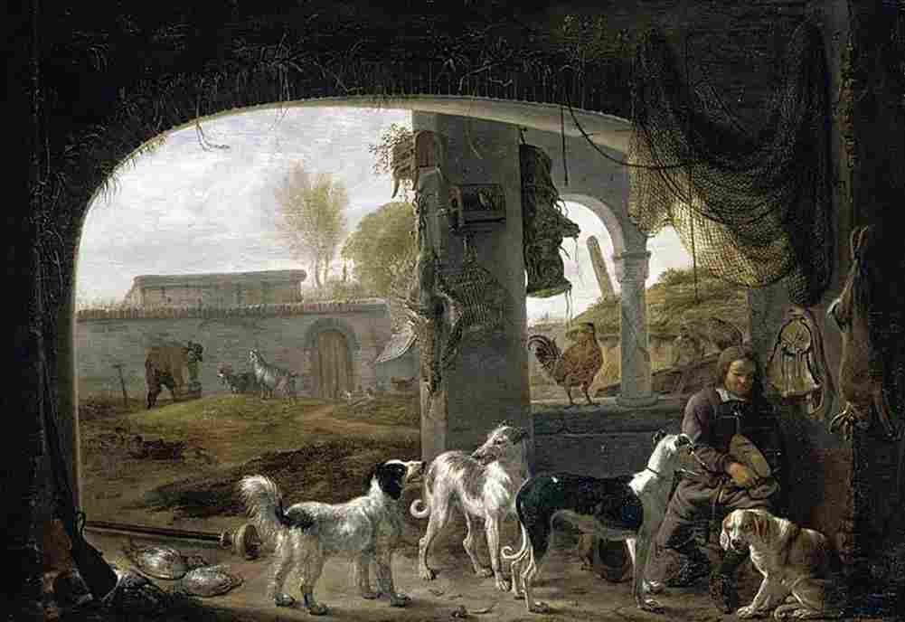 saftleven cornelis huntsman feeding his dogs Art A4 Photo Print