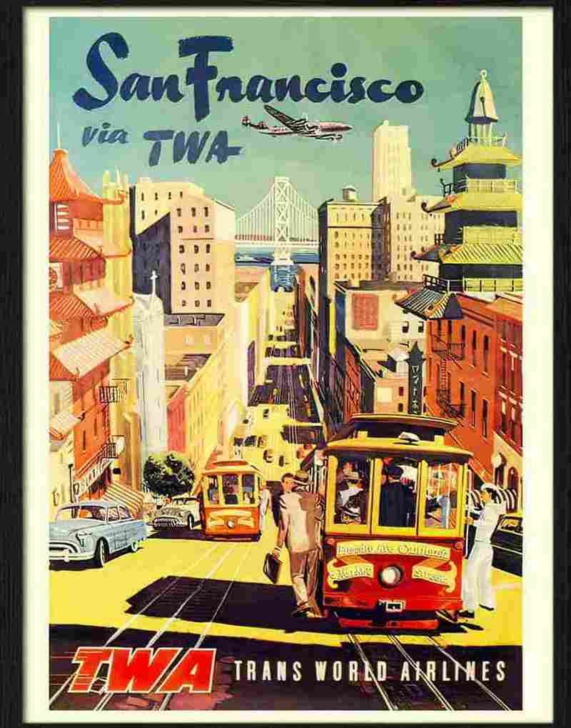 san fransisco twa air travel poster 1950s Advert A4 Photo Print