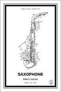 saxophone patent print white A4 Photo Print
