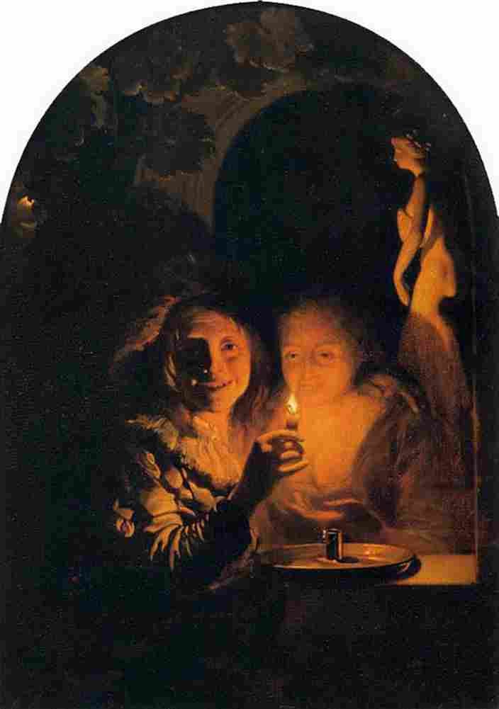 schal Lovers Lit by a Candle Art A4 Photo Print