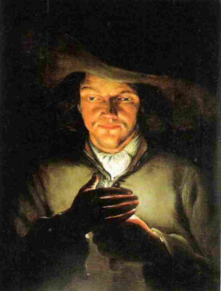 schal Man with Burning Candle Art A4 Photo Print