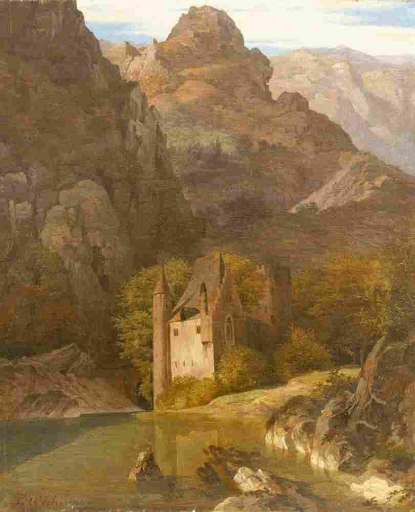 schirmer the castle on the rock face Art A4 Photo Print