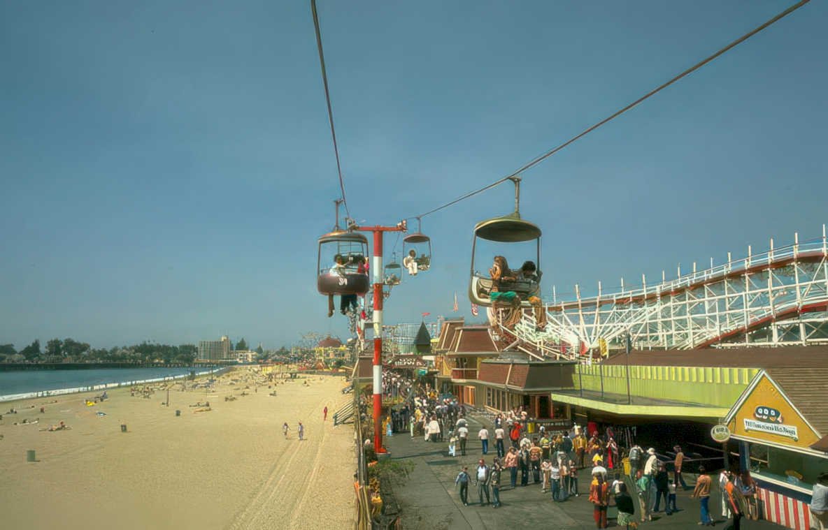 seaside roller coaster Vintage A4 Photo Print