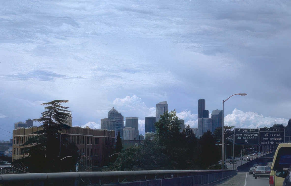 seattle skyline 1998 Vintage A4 Photo Print