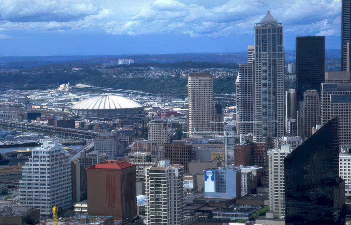 seattle skyline 2007 Vintage A4 Photo Print
