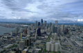 seattle skyline cranes Vintage A4 Photo Print