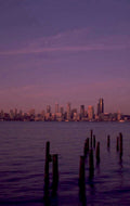 seattle skyline dusk 1980s 1990s A4 Photo Print