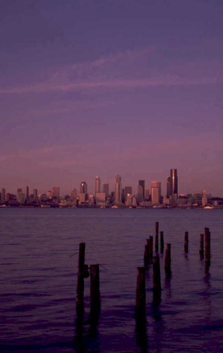 seattle skyline dusk 1980s 1990s A4 Photo Print
