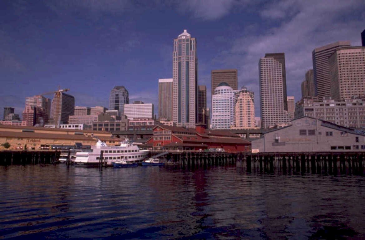 seattle skyline ferries 1980s 1990s A4 Photo Print