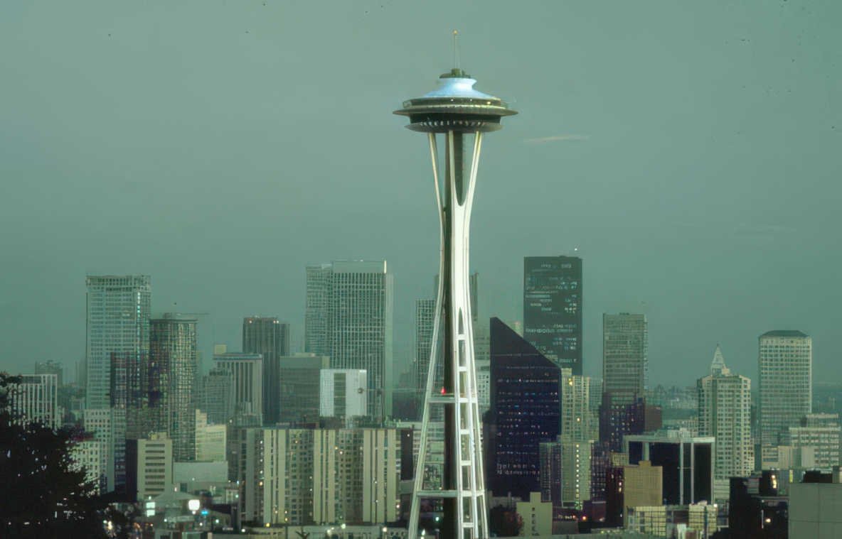 seattle skyline needle Vintage A4 Photo Print