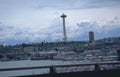 seattle skyline waterfront Vintage A4 Photo Print