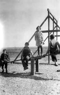 seesaw boys prairie Vintage world war A4 Photo Print