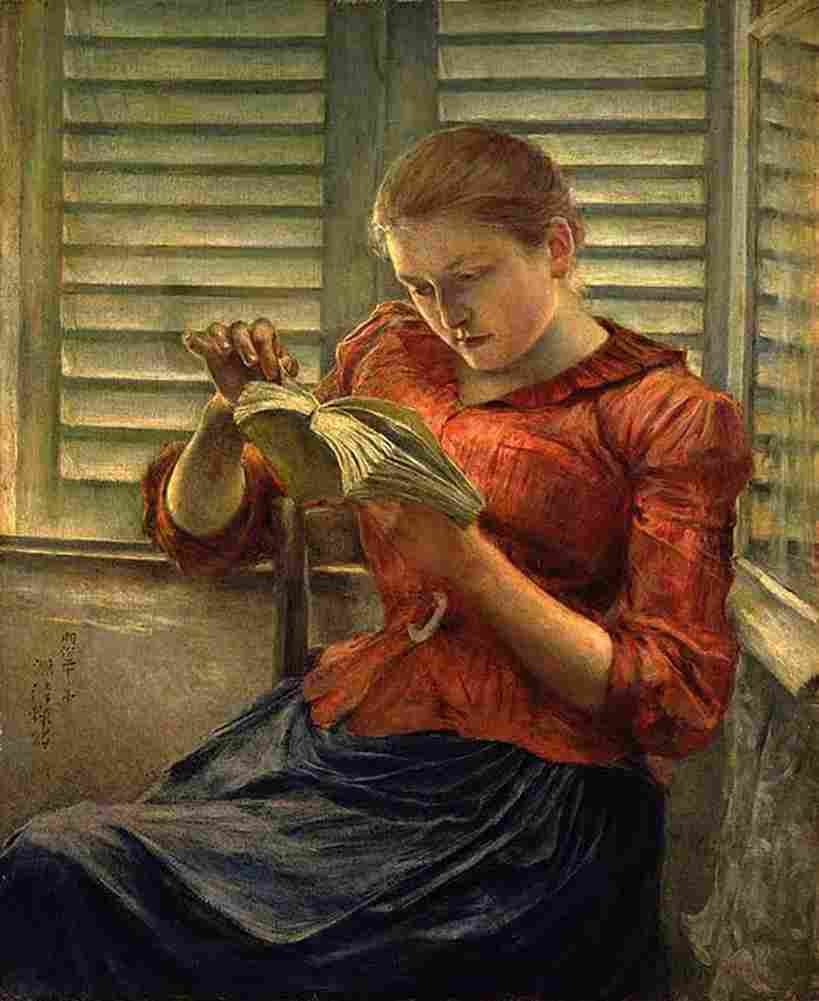 seiki kuroda Woman Reading Art A4 Photo Print