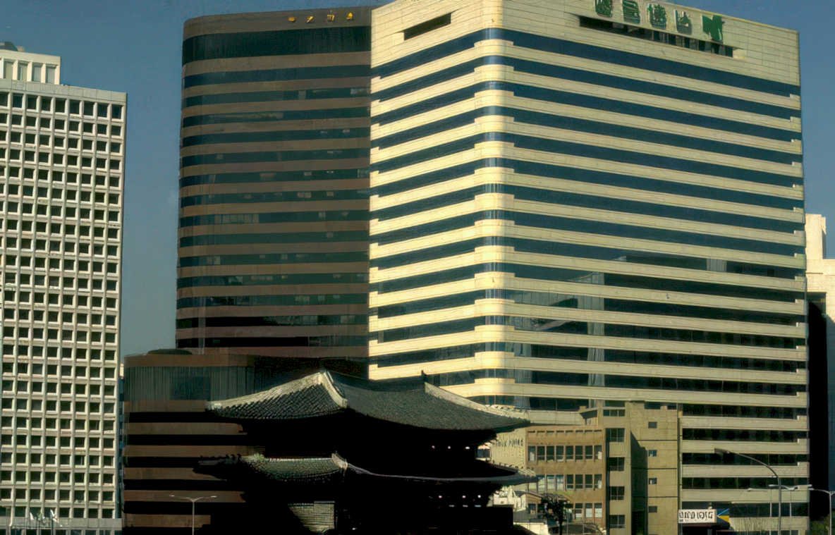 seoul highrises hanok Vintage A4 Photo Print