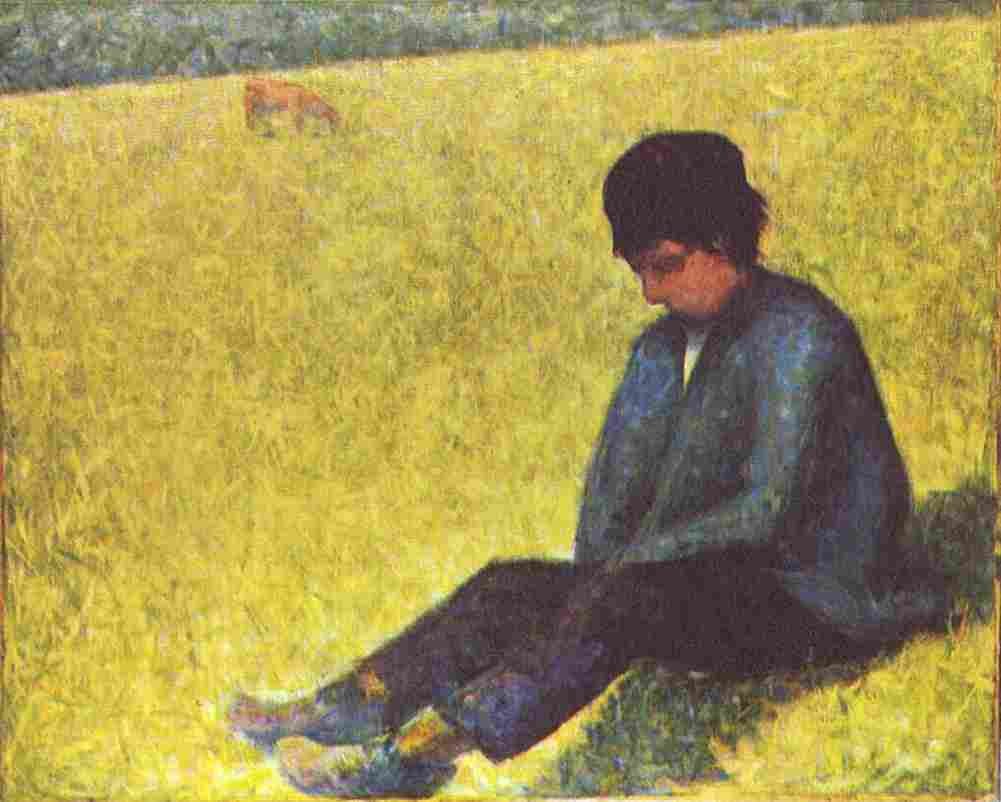 seu Boy Sitting on a Lawn Art A4 Photo Print