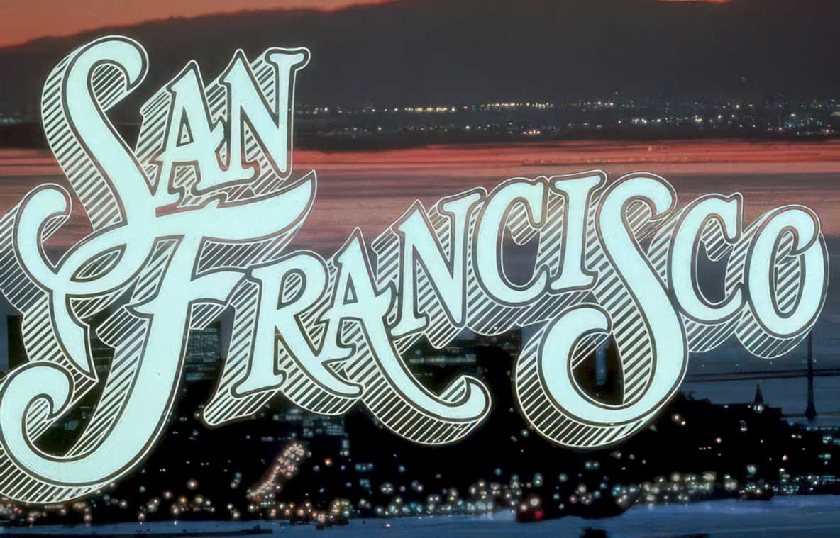 sf sunset skyline Vintage A4 Photo Print