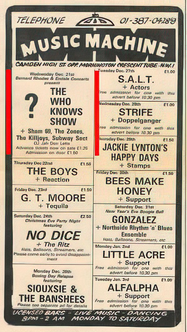 sham69MUSICMACHINEdec1977SMALL(72) Punk Flyer A4 Photo Print
