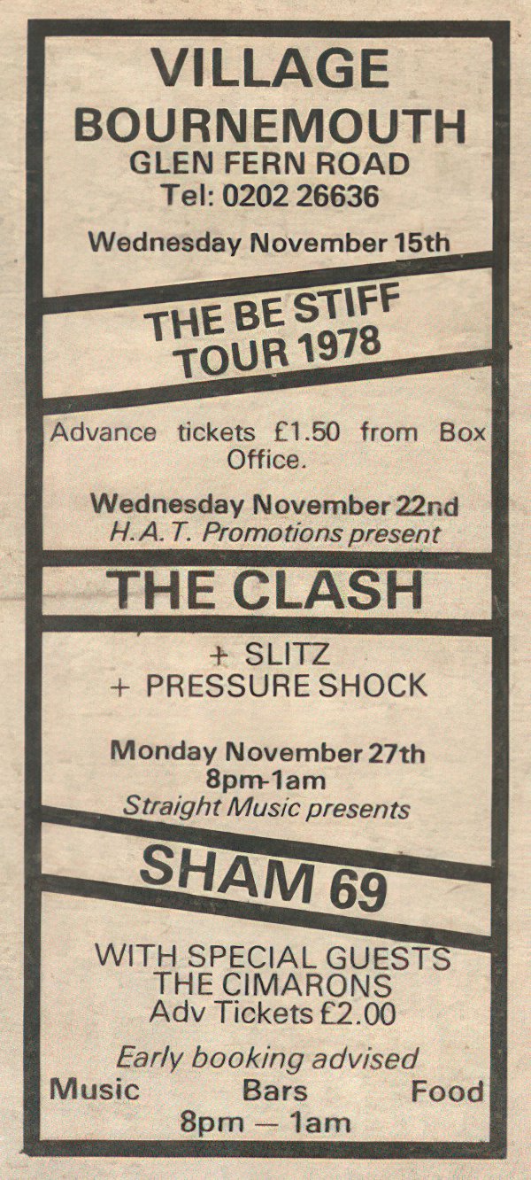sham69VILLAGEBOURNEMOUTHsmall(72) Punk Flyer A4 Photo Print