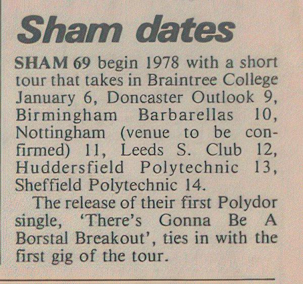 sham69daTESSOUNDS24DEC1977SMALL(72) Punk Flyer A4 Photo Print