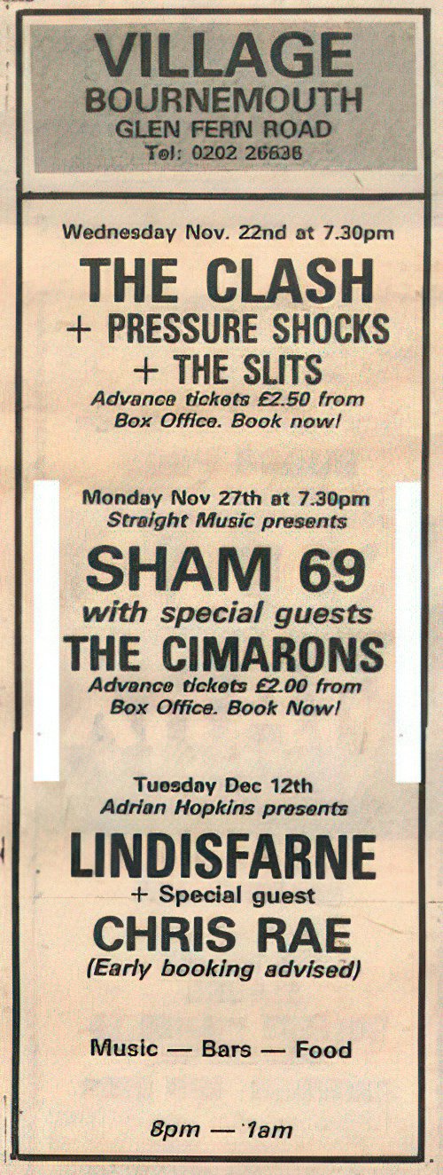 sham69villagebowlgigadSMALL(72) Punk Flyer A4 Photo Print