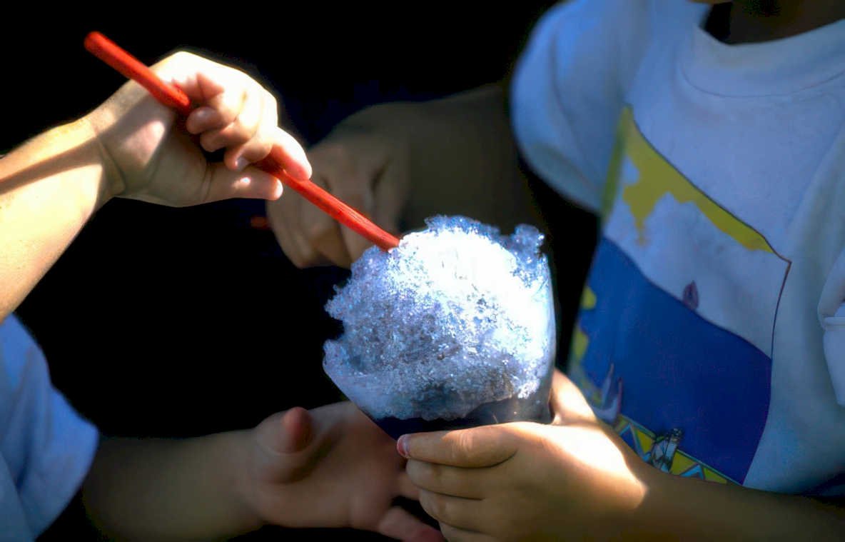 shaved ice children Vintage A4 Photo Print