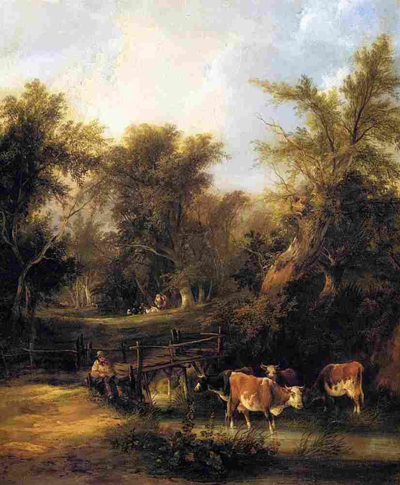 shayer william cattle by a stream Art A4 Photo Print