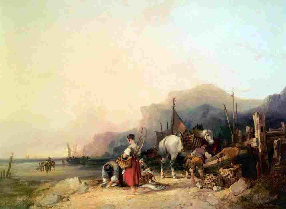 shayer william unloading the catch near benchurch isle of wight Art A4 Photo Print