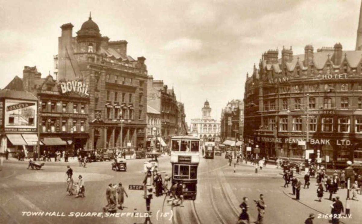 sheffield town squareVintage 1880s 1900s A4 Photo Print