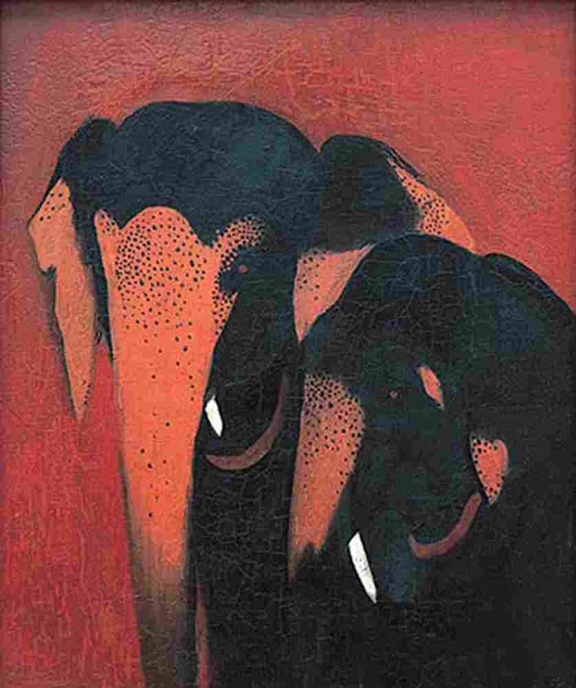 sher Two Elephants Art A4 Photo Print