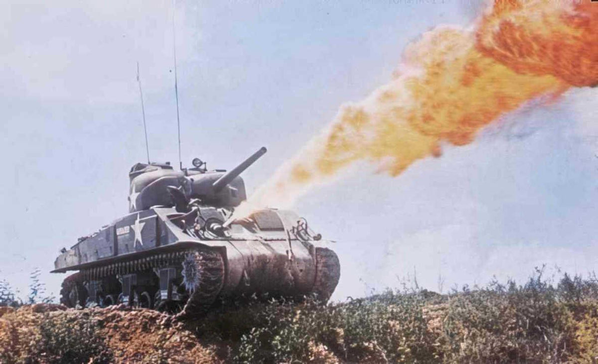 sherman tank combat Vintage world war A4 Photo Print