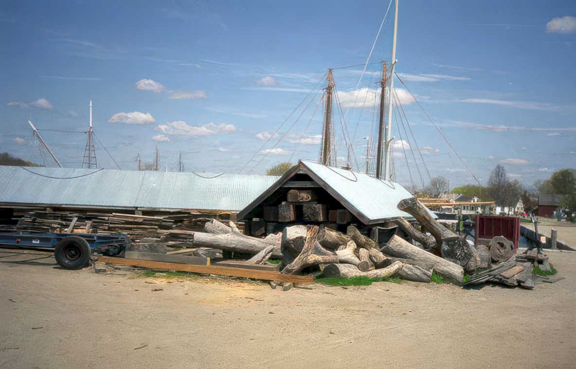 ship logs shed Vintage A4 Photo Print